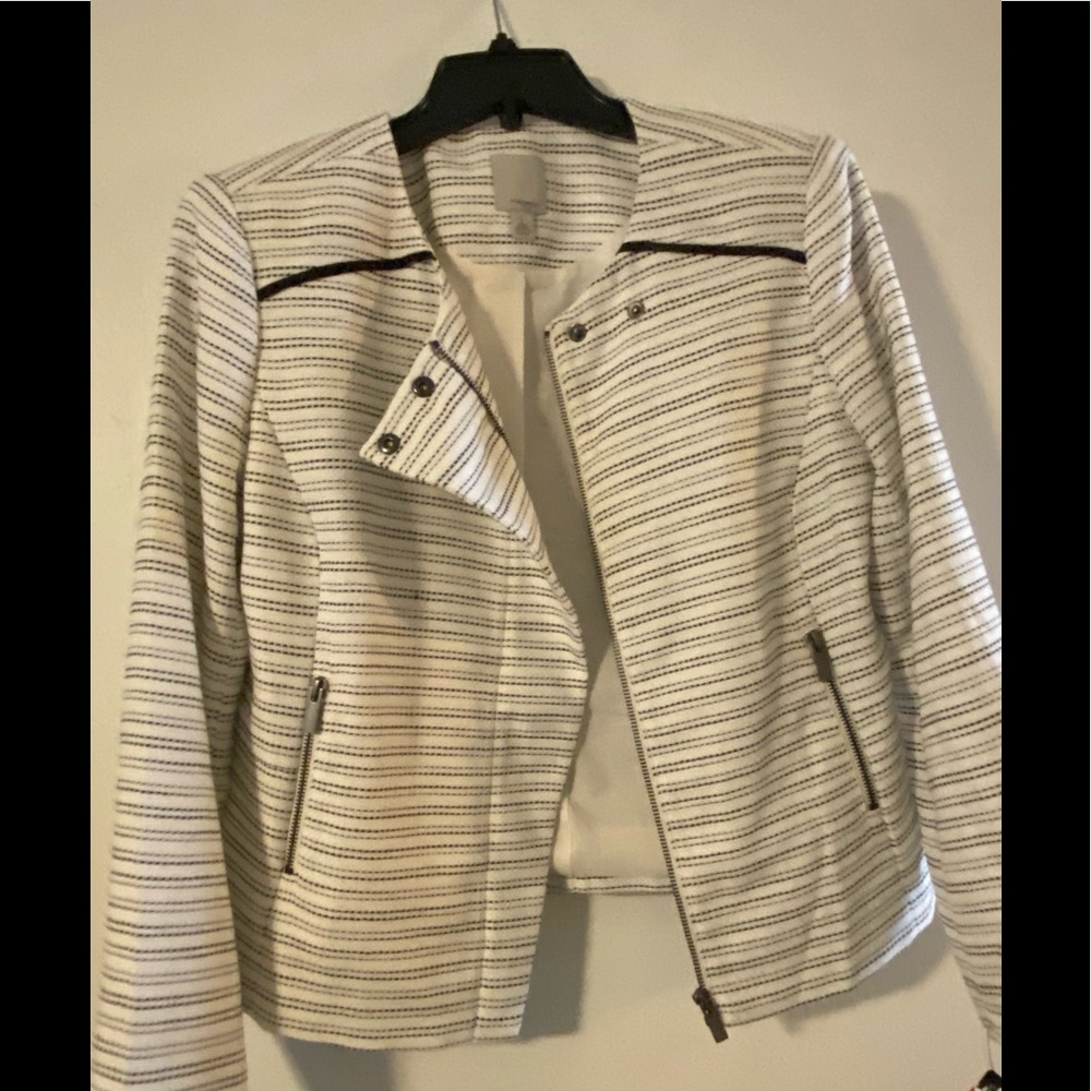 NWT Halogen White and Black Blazer Tailored Suit Jacket